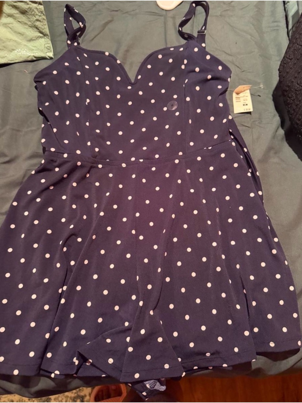 Aeropostale Navy Polka Dot romper with white Dots